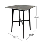 Table de salle à manger moderne hauteur bar 42, pieds en hévéa et plateau stratifié
