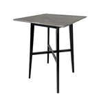Table de salle à manger moderne hauteur bar 42, pieds en hévéa et plateau stratifié