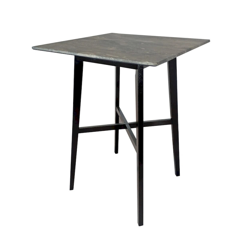 Table de salle à manger moderne hauteur bar 42, pieds en hévéa et plateau stratifié