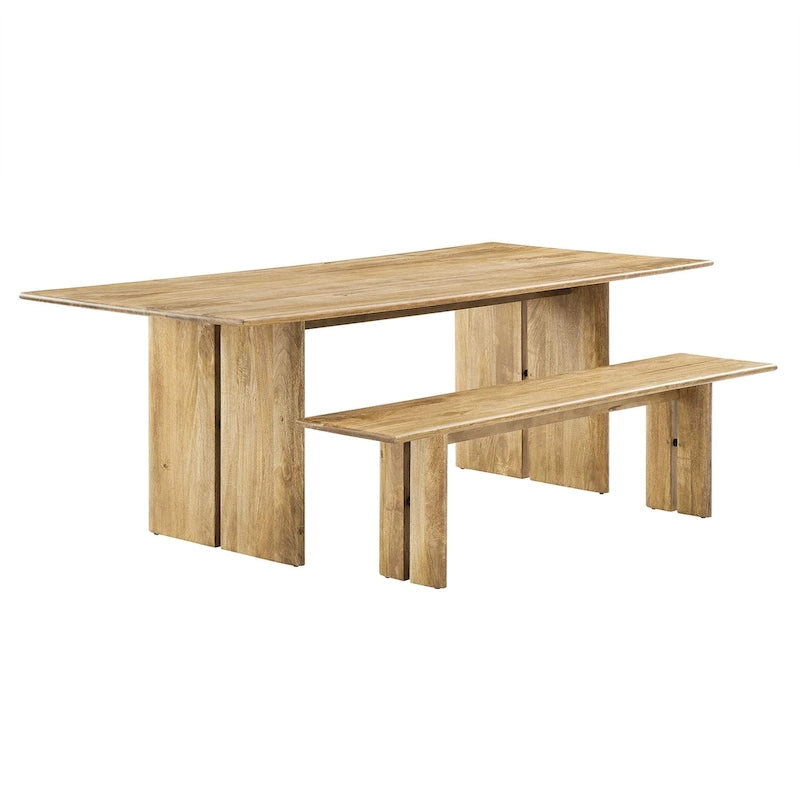 Ensemble table de salle à manger et banc en bois Amistad 86