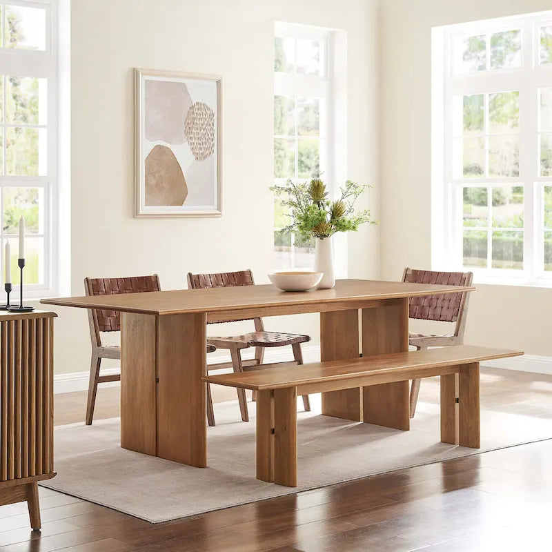 Ensemble table de salle à manger et banc en bois Amistad 86