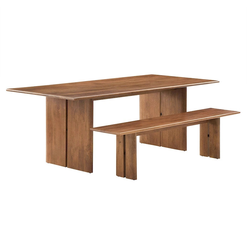 Ensemble table de salle à manger et banc en bois Amistad 86