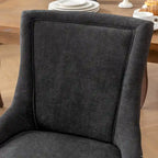 Chaise de salle à manger Ultra Side, Chaises en tissu épaissi avec pieds en bois massif aux tons neutres, Clous décoratifs couleur bronze, Lot de 2