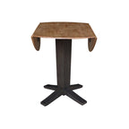 Table à manger piédestal de hauteur comptoir en bois massif de 42 po, à double abattant rond