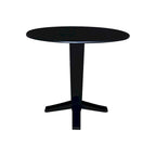 Table à manger piédestal de hauteur comptoir en bois massif de 42 po, à double abattant rond