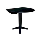 Table à manger piédestal de hauteur comptoir en bois massif de 42 po, à double abattant rond
