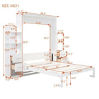 Queen Size Murphy Bed Wall Bed with Shelves, Drawers and LED Lights