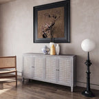 Buffet/Meuble de Rangement d'Appoint en Bois Naturel Décapé à 4 Portes de style Ferme de 152 cm