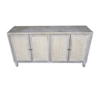Buffet/Meuble de Rangement d'Appoint en Bois Naturel Décapé à 4 Portes de style Ferme de 152 cm