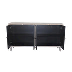 Buffet/Meuble de Rangement d'Appoint en Bois Naturel Décapé à 4 Portes de style Ferme de 152 cm