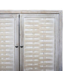 Buffet/Meuble de Rangement d'Appoint en Bois Naturel Décapé à 4 Portes de style Ferme de 152 cm