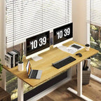 Bureau debout électrique en bambou, blanc/noir/gris, 1 personne, 122x61 cm / 140x71 cm / 152x76 cm