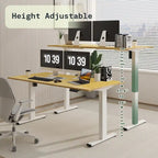 Bureau debout électrique en bambou, blanc/noir/gris, 1 personne, 122x61 cm / 140x71 cm / 152x76 cm