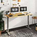 Bureau debout électrique en bambou, blanc/noir/gris, 1 personne, 122x61 cm / 140x71 cm / 152x76 cm