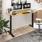 Bureau debout électrique en bambou, blanc/noir/gris, 1 personne, 122x61 cm / 140x71 cm / 152x76 cm