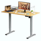 Bureau debout électrique en bambou, blanc/noir/gris, 1 personne, 122x61 cm / 140x71 cm / 152x76 cm