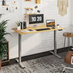 Bureau debout électrique en bambou, blanc/noir/gris, 1 personne, 122x61 cm / 140x71 cm / 152x76 cm