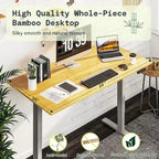 Bureau debout électrique en bambou, blanc/noir/gris, 1 personne, 122x61 cm / 140x71 cm / 152x76 cm
