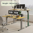 Bureau debout électrique en bambou, blanc/noir/gris, 1 personne, 122x61 cm / 140x71 cm / 152x76 cm