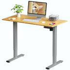 Bureau debout électrique en bambou, blanc/noir/gris, 1 personne, 122x61 cm / 140x71 cm / 152x76 cm