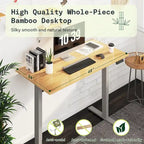Bureau debout électrique en bambou, blanc/noir/gris, 1 personne, 122x61 cm / 140x71 cm / 152x76 cm