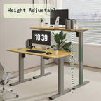 Bureau debout électrique en bambou, blanc/noir/gris, 1 personne, 122x61 cm / 140x71 cm / 152x76 cm
