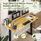 Bureau debout électrique en bambou, blanc/noir/gris, 1 personne, 122x61 cm / 140x71 cm / 152x76 cm