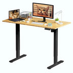 Bureau debout électrique en bambou, blanc/noir/gris, 1 personne, 122x61 cm / 140x71 cm / 152x76 cm