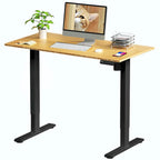 Bureau debout électrique en bambou, blanc/noir/gris, 1 personne, 122x61 cm / 140x71 cm / 152x76 cm