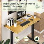 Bureau debout électrique en bambou, blanc/noir/gris, 1 personne, 122x61 cm / 140x71 cm / 152x76 cm