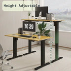 Bureau debout électrique en bambou, blanc/noir/gris, 1 personne, 122x61 cm / 140x71 cm / 152x76 cm