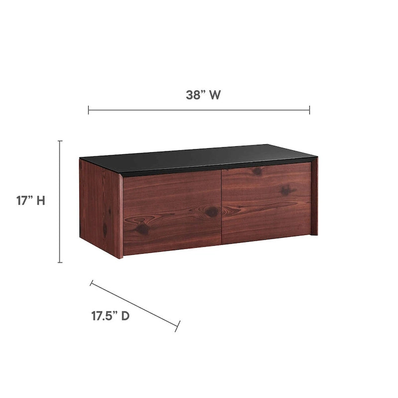 Bureau mural pour 1 personne, blanc naturel/cerisier noir, avec armoire et étagère