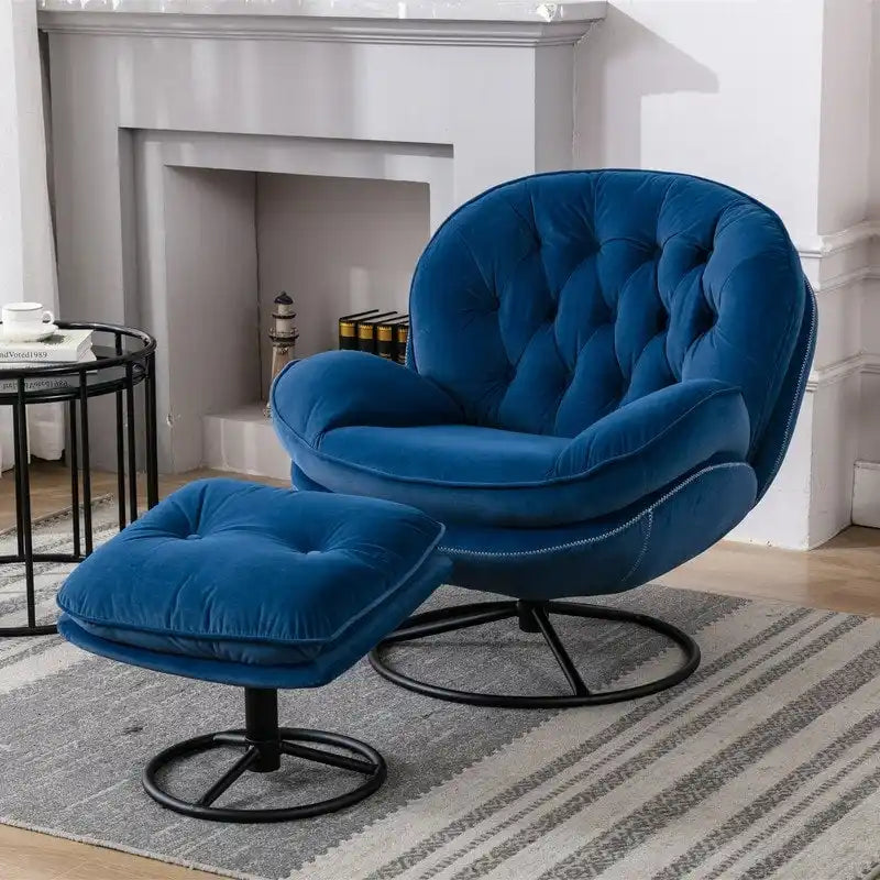 Fauteuil d'appoint Fauteuil de télévision Fauteuil de salon Gris avec pouf