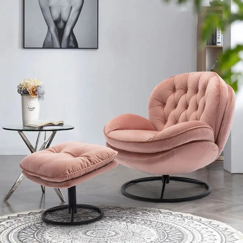 Fauteuil d'appoint Fauteuil de télévision Fauteuil de salon Gris avec pouf