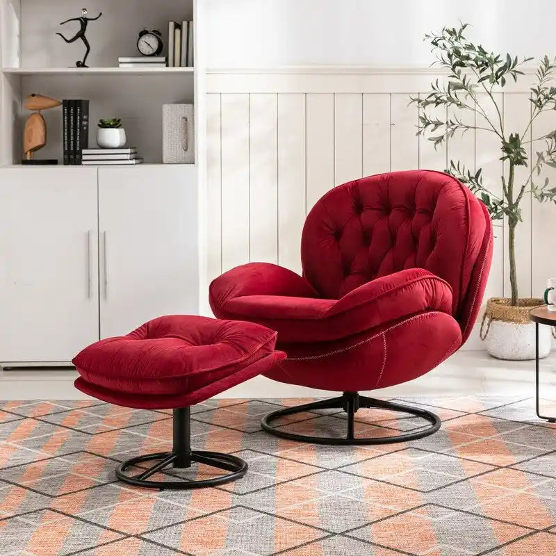 Fauteuil d'appoint Fauteuil de télévision Fauteuil de salon Gris avec pouf