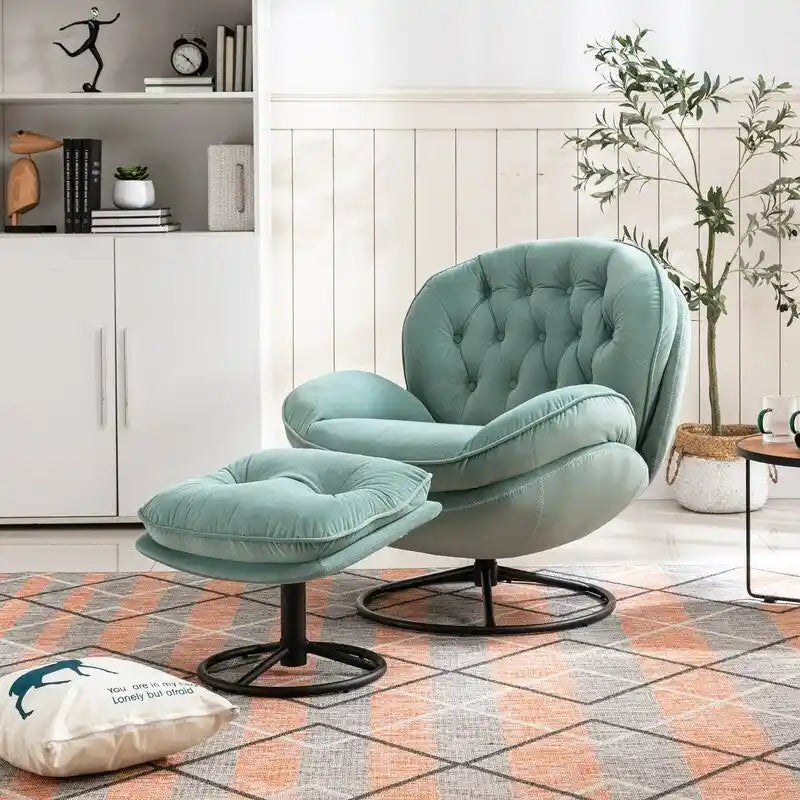 Fauteuil d'appoint Fauteuil de télévision Fauteuil de salon Gris avec pouf