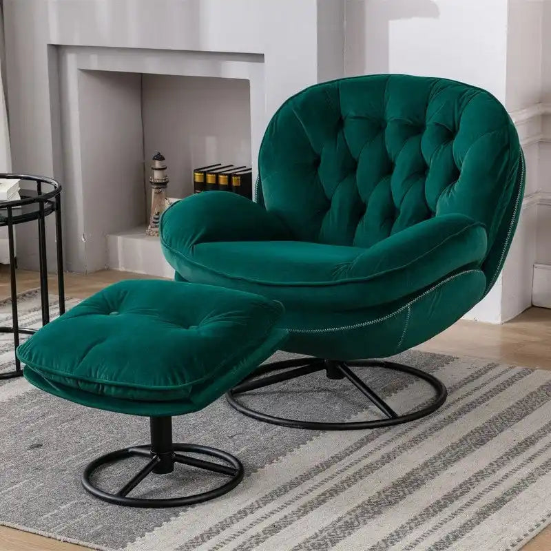 Fauteuil d'appoint Fauteuil de télévision Fauteuil de salon Gris avec pouf
