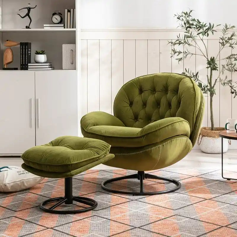 Fauteuil d'appoint Fauteuil de télévision Fauteuil de salon Gris avec pouf