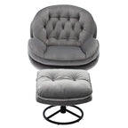 Fauteuil d'appoint Fauteuil de télévision Fauteuil de salon Gris avec pouf