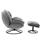 Fauteuil d'appoint Fauteuil de télévision Fauteuil de salon Gris avec pouf