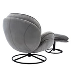 Fauteuil d'appoint Fauteuil de télévision Fauteuil de salon Gris avec pouf