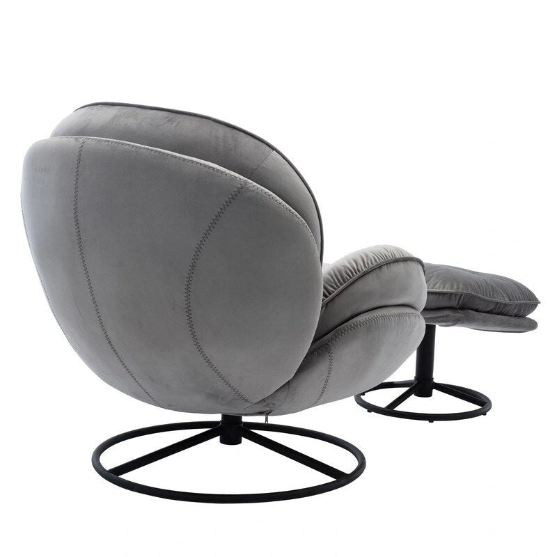 Fauteuil d'appoint Fauteuil de télévision Fauteuil de salon Gris avec pouf