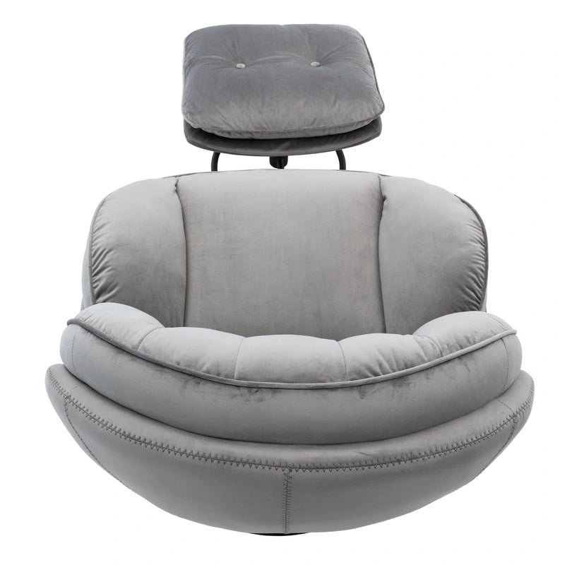 Fauteuil d'appoint Fauteuil de télévision Fauteuil de salon Gris avec pouf