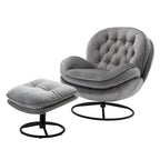 Fauteuil d'appoint Fauteuil de télévision Fauteuil de salon Gris avec pouf
