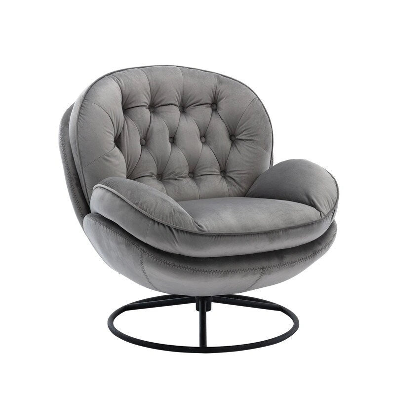 Fauteuil d'appoint Fauteuil de télévision Fauteuil de salon Gris avec pouf