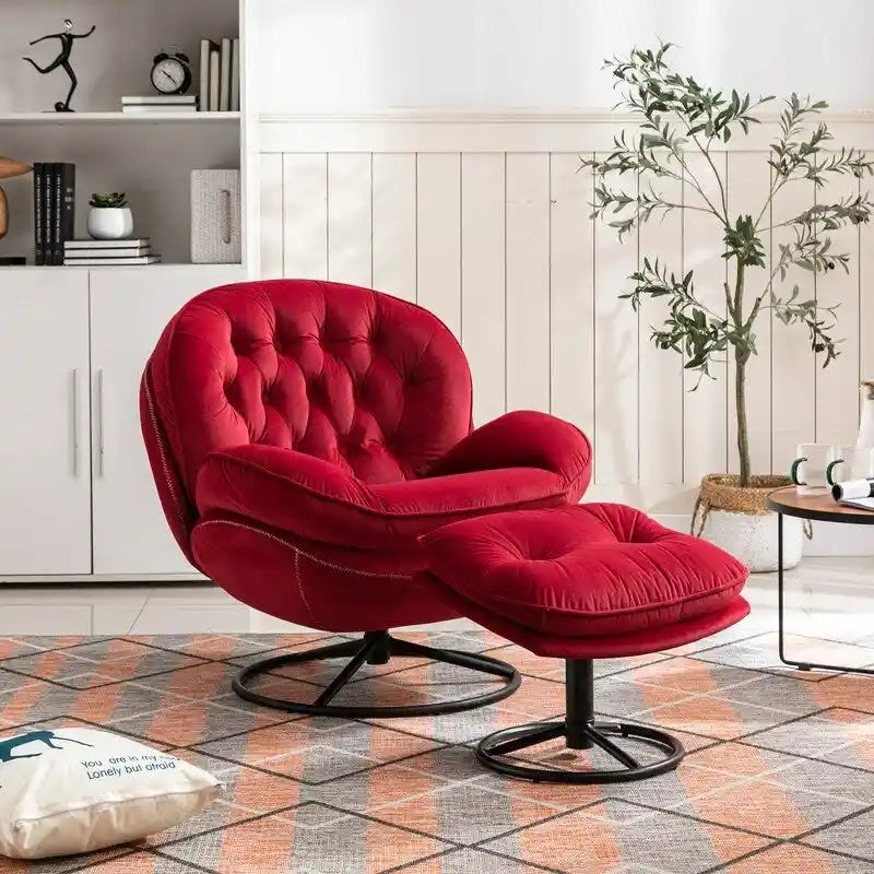 Fauteuil d'appoint Fauteuil de télévision Fauteuil de salon Gris avec pouf