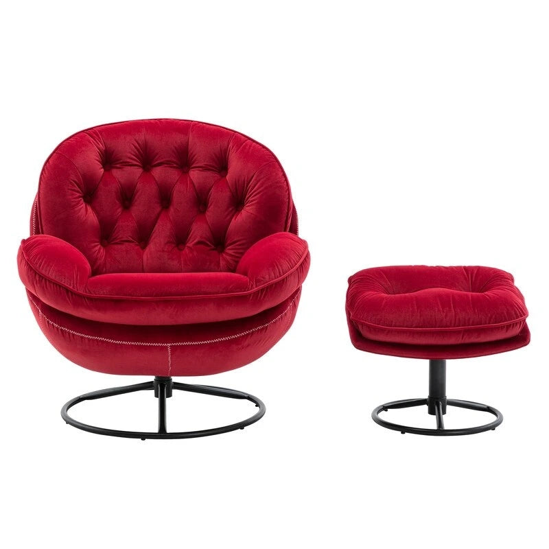 Fauteuil d'appoint Fauteuil de télévision Fauteuil de salon Gris avec pouf