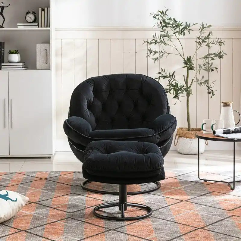 Fauteuil d'appoint Fauteuil de télévision Fauteuil de salon Gris avec pouf