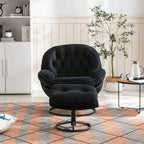 Fauteuil d'appoint Fauteuil de télévision Fauteuil de salon Gris avec pouf