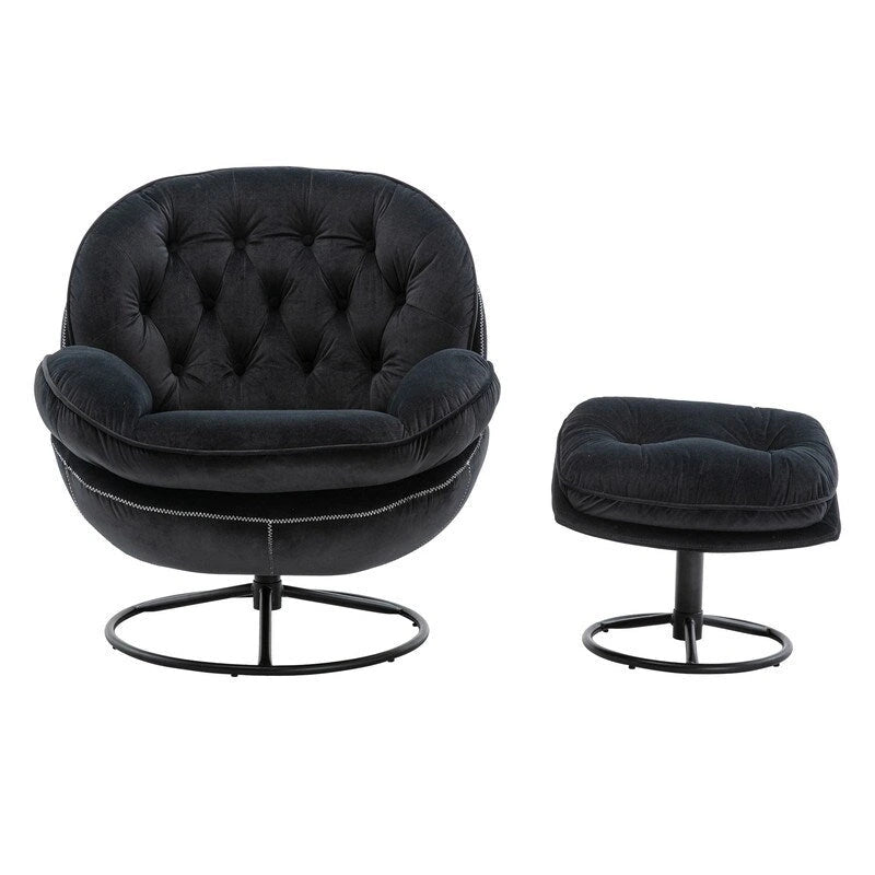 Fauteuil d'appoint Fauteuil de télévision Fauteuil de salon Gris avec pouf